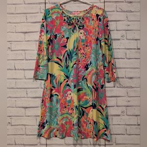 Lilly Pulitzer Women's Size S Stretch Fit Dress Multi Color Keyhole Neck